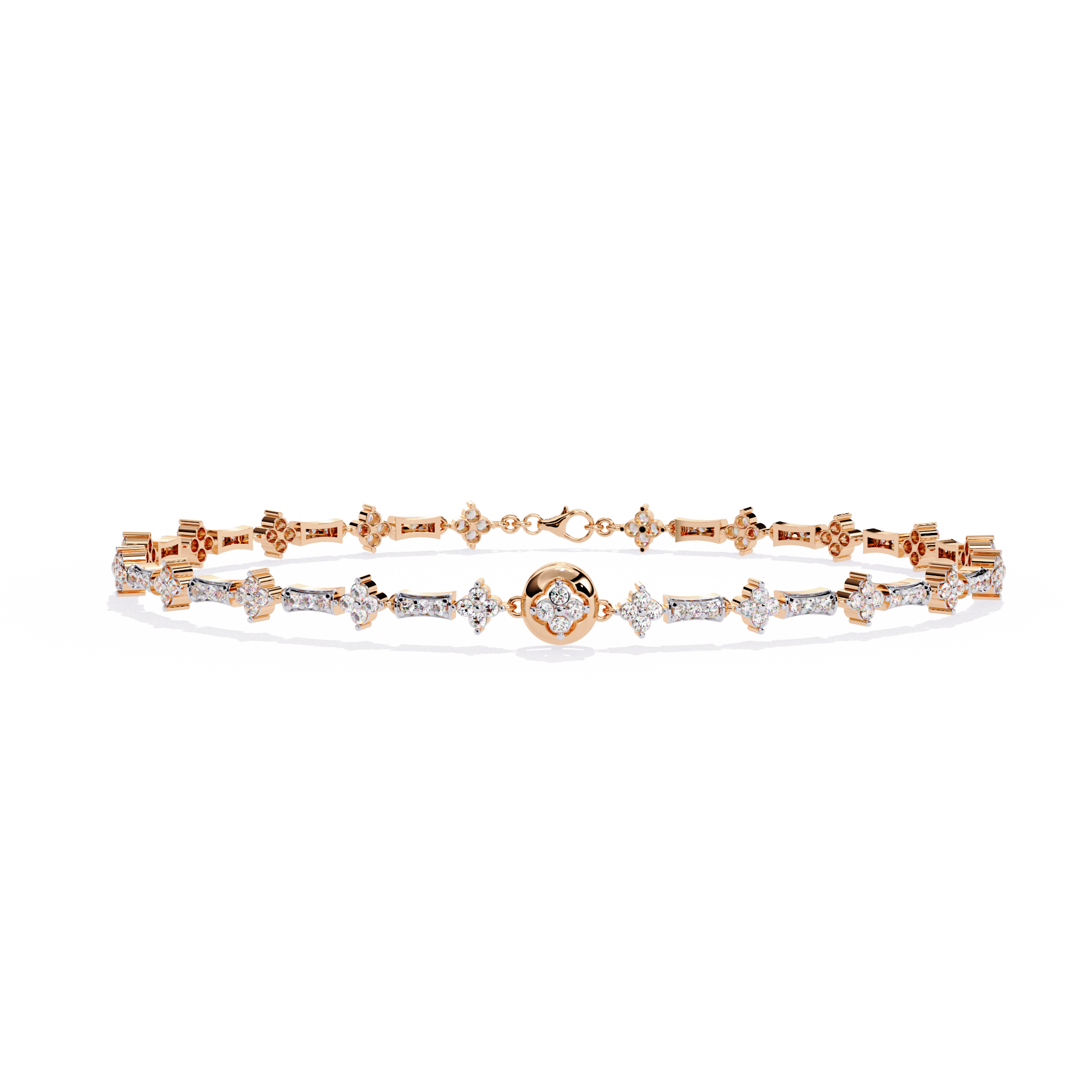 Solitairekart 0.82ct Alternating Diamond and Gold Bracelet-HI Color, VS-SI Clarity